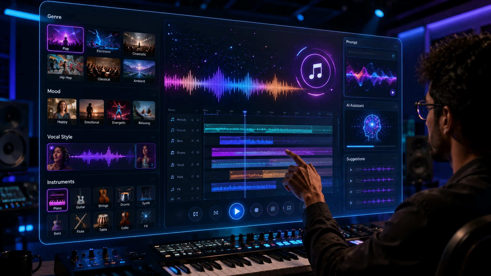 24. AI music prompting interface displaying genre